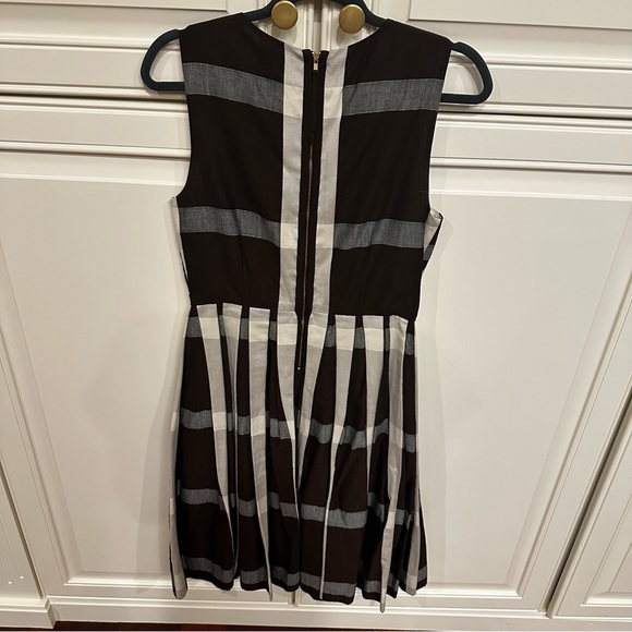 Anthropologie Maeve Women’s Brown Beaded Pleat Plaid Fit Flare Knee Length Dress - Picture 14 of 14